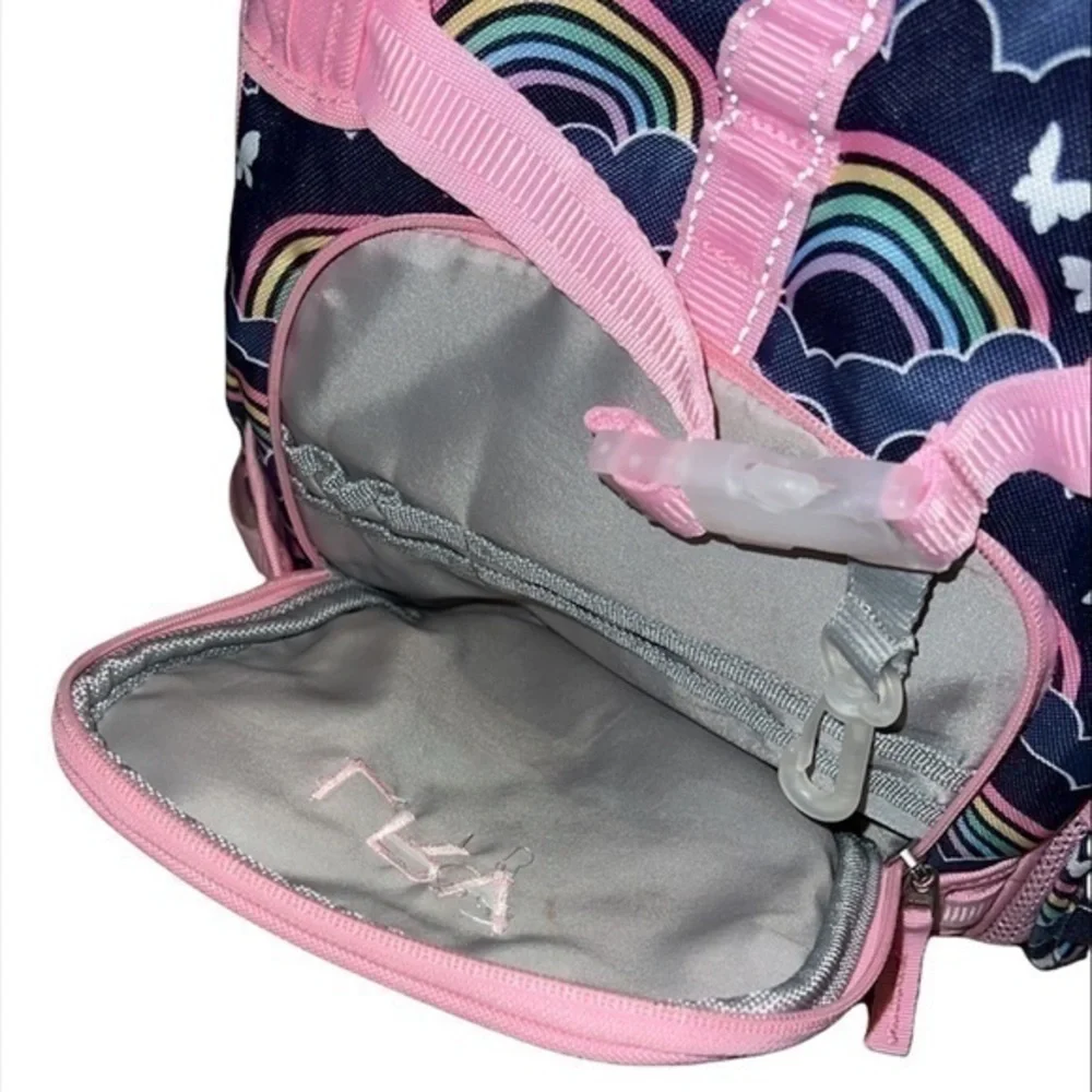 Pottery Barn Kids Navy Blue & Pink Monogrammed‎ Rainbows Girls Backpack